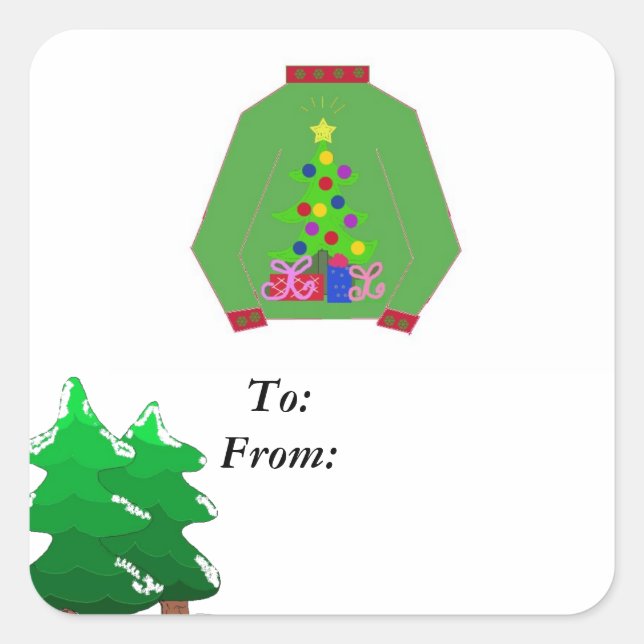 Ugly Christmas Sweater Square Sticker (Front)