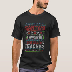 Ugly Christmas Sweater Style Funny 3rd Grade Teach