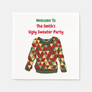 Ugly Christmas sweater theme triangle winter party Napkin