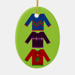 Ugly Christmas Sweater Trio Ceramic Tree Decoration