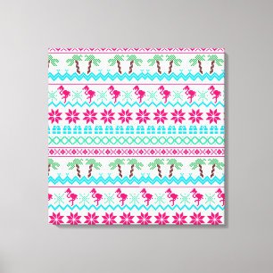 Ugly Christmas Sweater Tropical Flamingo Canvas Print