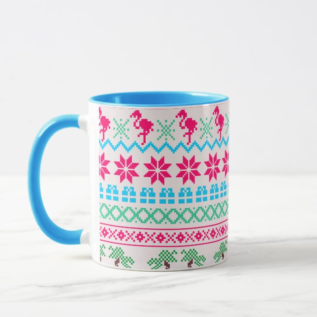 Ugly Christmas Sweater Tropical Flamingo Mug (Left)