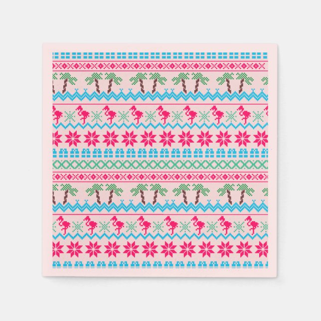 Ugly Christmas Sweater Tropical Flamingo Napkin (Front)