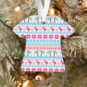 Ugly Christmas Sweater Tropical Flamingo Ornament