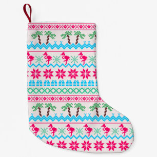 Ugly Christmas Sweater Tropical Flamingo Small Christmas Stocking