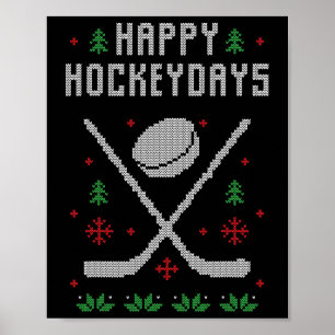 Ugly Christmas Sweater Ugly Sweater Ice Hockey Poster