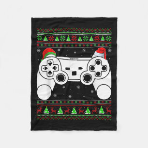 Ugly Christmas Sweater Video Game Controller Xmas  Fleece Blanket