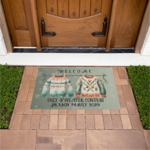 Ugly Christmas Sweater Welcome Door Mat