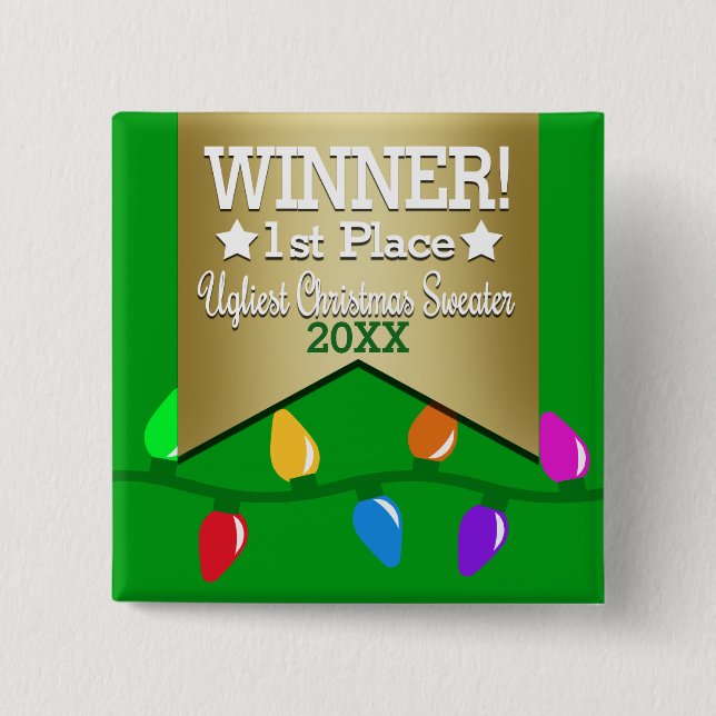 Ugly Christmas Sweater Winner Button (Front)