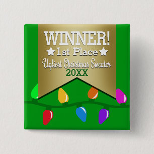 Ugly Christmas Sweater Winner Button