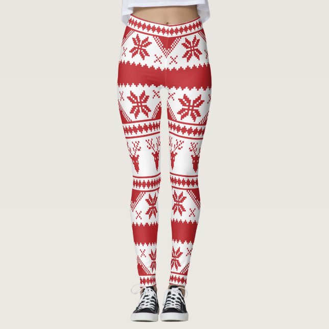 ugly christmas sweater xmas leggings (Front)