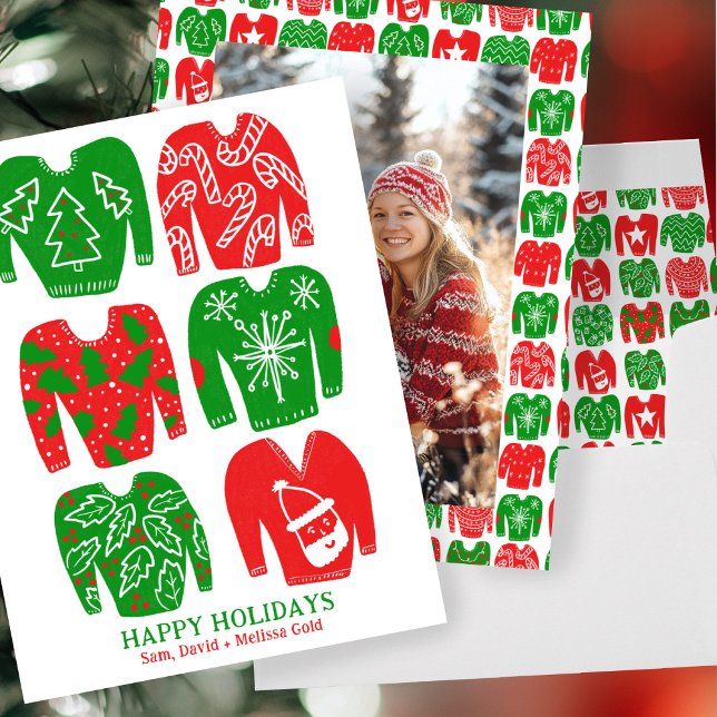 Ugly Christmas Sweaters CUSTOM PHOTO  Holiday Card (Ugly Christmas Sweaters CUSTOM PHOTO Holiday Card
)