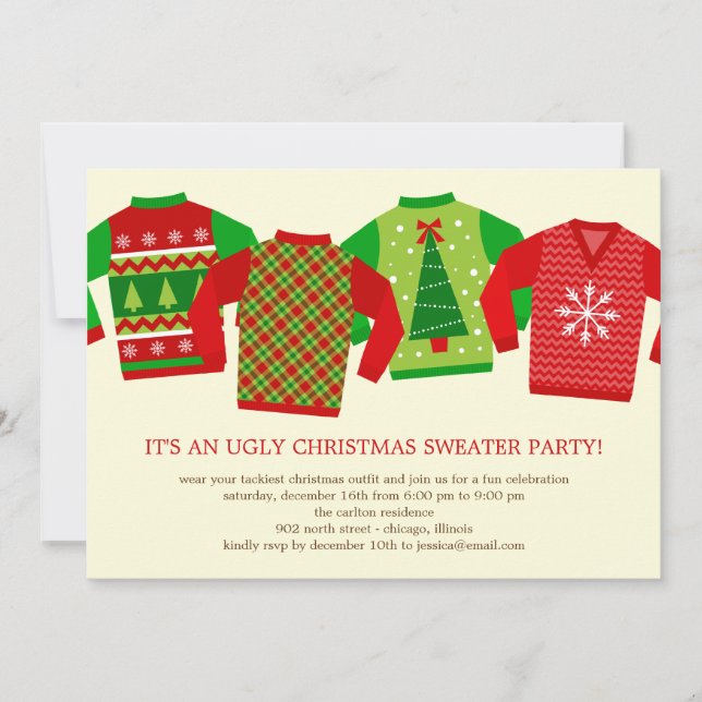 Ugly Christmas Sweaters Holiday Party Invitation (Front)