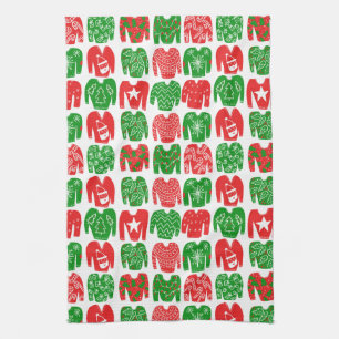 Ugly Christmas Sweaters Holiday Pattern Tea Towel