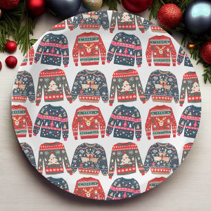 Ugly Christmas Sweaters Pattern Paper Plate