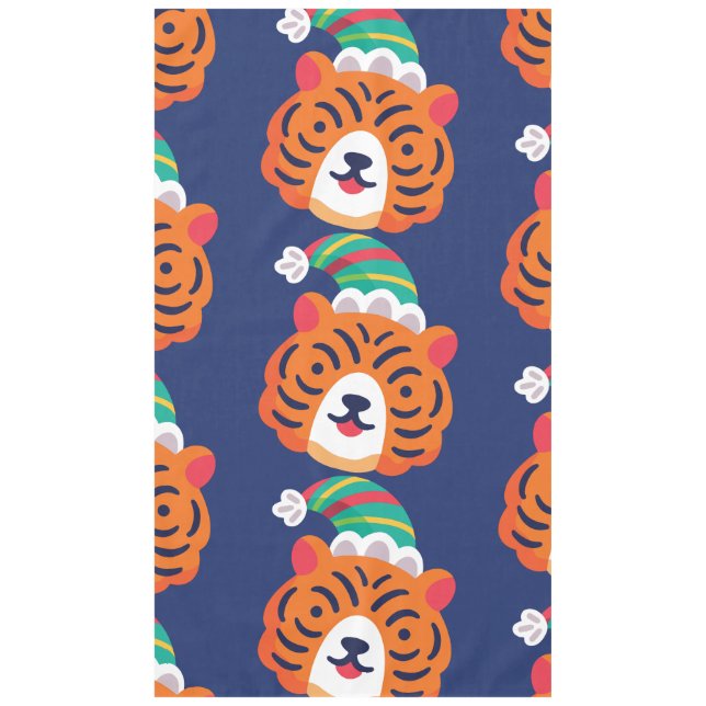 ugly christmas tiger santa claus tablecloth (Front)
