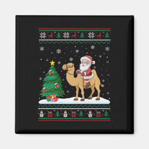 Ugly Christmas Tree Lights Xmas Santa Riding Bactr Magnet