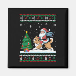 Ugly Christmas Tree Lights Xmas Santa Riding Lhasa Magnet