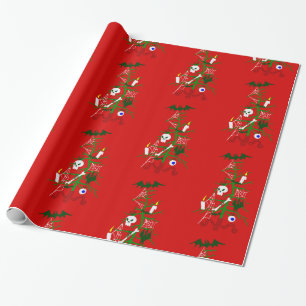 ugly christmas tree skull bat wrapping paper
