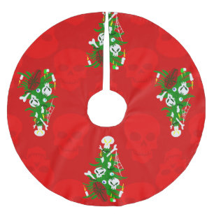 ugly christmas tree skull casket brushed polyester tree skirt