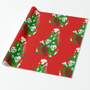 ugly christmas tree skull coffin wrapping paper