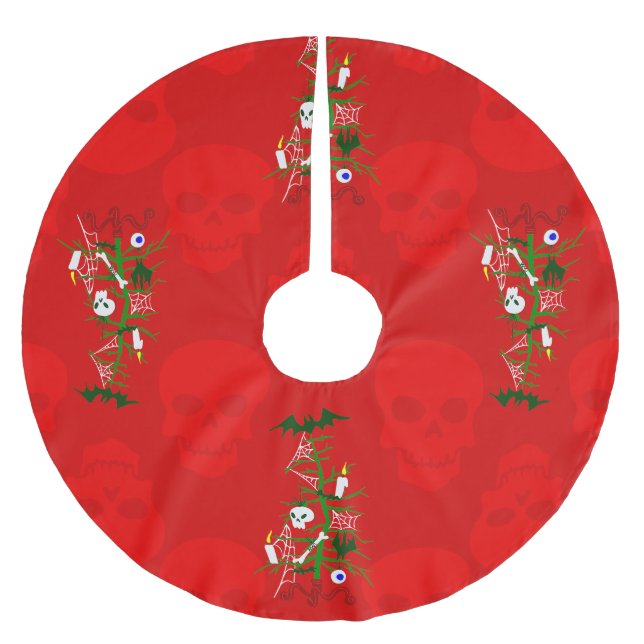 ugly christmas tree skull haunted brushed polyester tree skirt (Front)