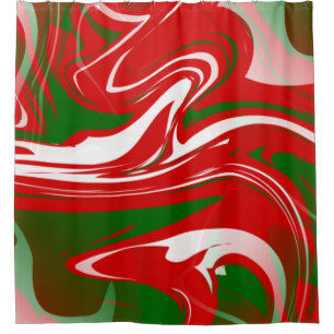 ugly christmas trippy marble swirl print shower curtain