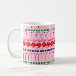 Ugly Christmas Tropical Pink Flamingos on Pink Coffee Mug
