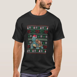 Ugly Christmas Turtle Wearing Santa Hat Xmas Pajam T-Shirt