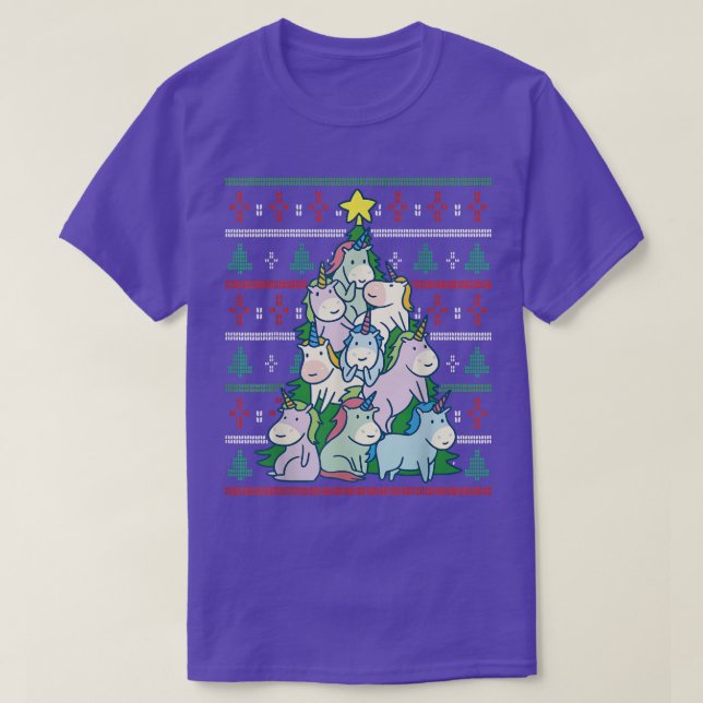 Ugly Christmas Unicorn Christmas Tree  T-Shirt (Design Front)