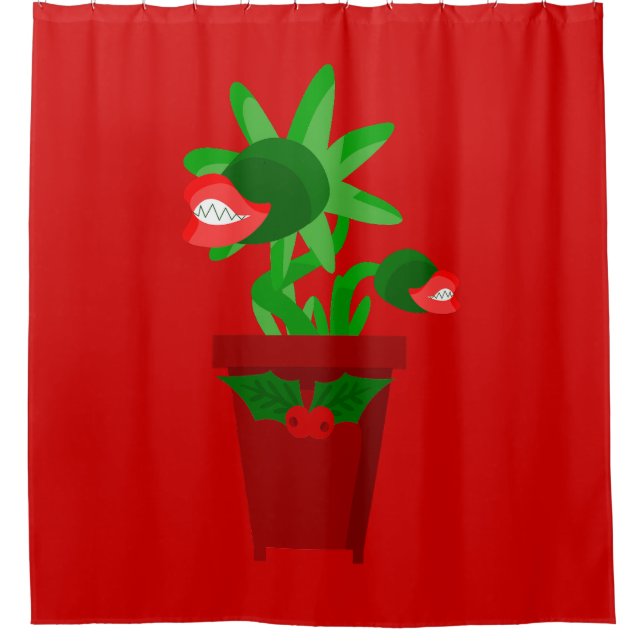 ugly christmas venus flytrap holly shower curtain (Front)
