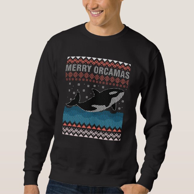 Ugly Christmas Xmas Orca Killer Whale Sweatshirt (Front)