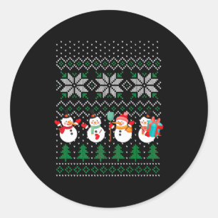 Ugly Christmas Xmas Tree Snowman Santa Claus New Y Classic Round Sticker