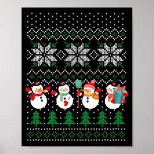 Ugly Christmas Xmas Tree Snowman Santa Claus New Y Poster