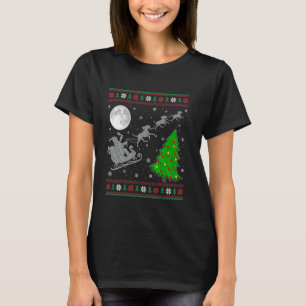 Ugly Coonhound Dog Xmas Tree Santa Riding Coonhoun T-Shirt