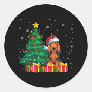 Ugly Coonhound Santa Hat Christmas Lights Dog Love Classic Round Sticker