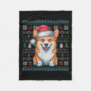 Ugly Corgi Dog Lovers Xmas Sweater Santa Christmas Fleece Blanket