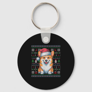 Ugly Corgi Dog Lovers Xmas Sweater Santa Christmas Key Ring