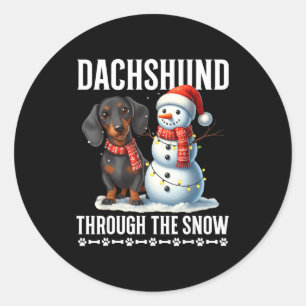 Ugly Dachshund Christmasthrough The Snow Gift Chri Classic Round Sticker