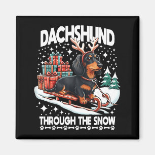 Ugly Dachshund Christmasthrough The Snow Gift Chri Magnet