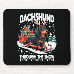 Ugly Dachshund Christmasthrough The Snow Gift Chri Mouse Pad
