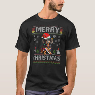 Ugly Dachshund Santa Christmas Lights Dog Lover Xm T-Shirt