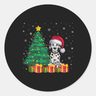 Ugly Dalmatian Santa Hat Christmas Lights Dog Love Classic Round Sticker