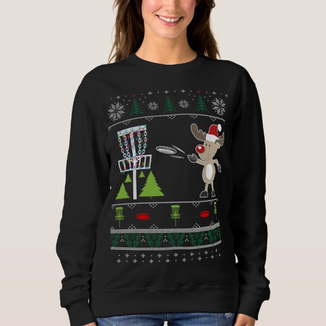 Ugly Disc Golf Christmas Sweater Reindeer Sleigh (Front)