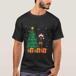 Ugly Doberman Pinscher Santa Hat Christmas Lights T-Shirt