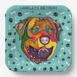 Ugly dog face Rottweiler birthday  Paper Plates