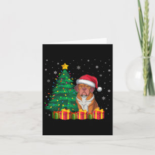 Ugly Dogue De Bordeaux Santa Hat Christmas Lights Card