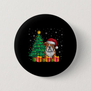 Ugly English Bulldog Santa Hat Christmas Lights Do 6 Cm Round Badge