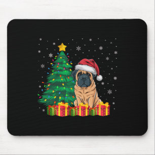 Ugly English Mastiff Santa Hat Christmas Lights Do Mouse Pad