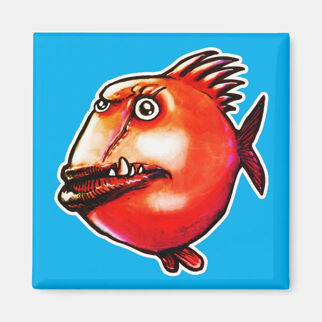 ugly face fish funny cartoon magnet (Front)